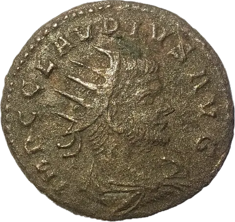 Anverso ampliado da moeda TH-N-0092 — Cláudio II Gótico. Antoniniano