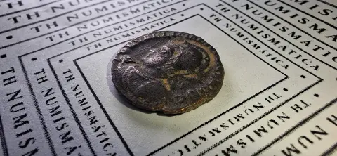 Lateral da moeda TH-N-0106 — Licínio II como César. Follis ou nummus