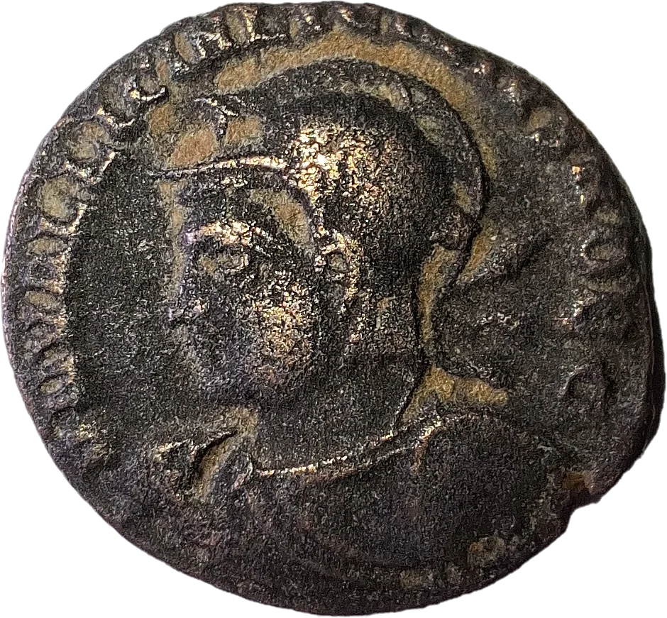 Anverso ampliado da moeda TH-N-0106 — Licínio II como César. Follis ou nummus