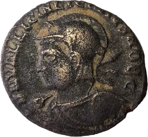 Anverso ampliado da moeda TH-N-0106 — Licínio II como César. Follis ou nummus