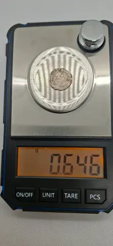 Peso (balança) da moeda TH-N-0267 — Đurađ I Branković. Dinar de prata