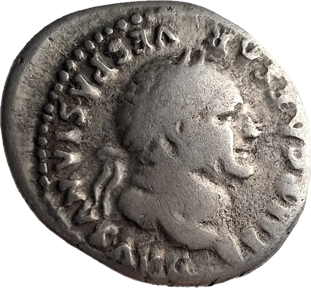 Anverso da moeda TH-N-0347 — Vespasiano. Denário de prata. Pax sentada. Roma, 75 d.C. RIC II.1² 772